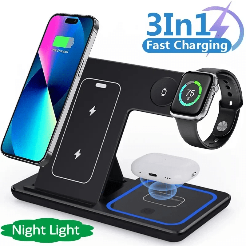 MASONARY™️ 3 In 1 LED Fast Wireless Charger Stand Foldable Charging Station